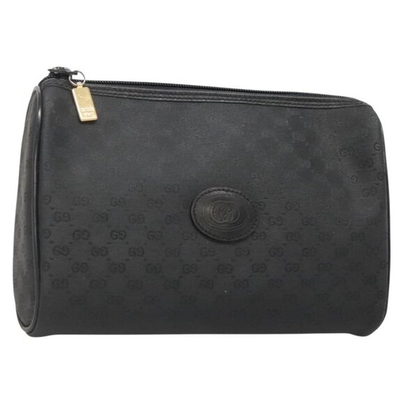 GUCCI Micro GG Supreme Pouch PVC Black Gold Auth 133307 - Picture 1 of 16